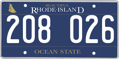 RI license plate 208026