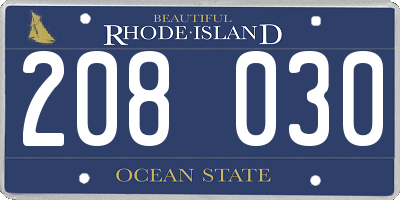RI license plate 208030