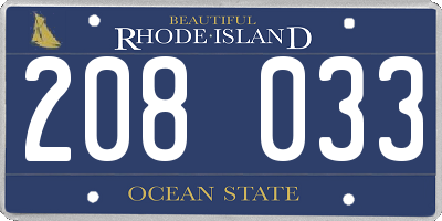 RI license plate 208033