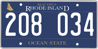 RI license plate 208034