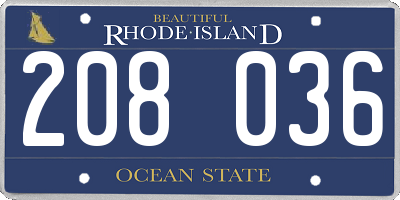 RI license plate 208036