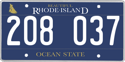 RI license plate 208037