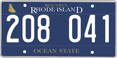 RI license plate 208041