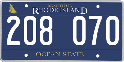 RI license plate 208070