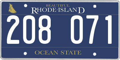 RI license plate 208071
