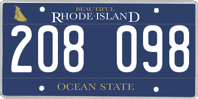 RI license plate 208098