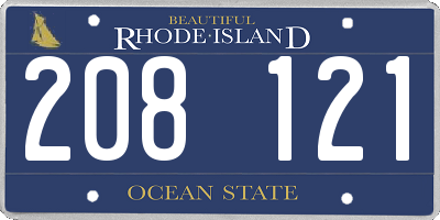 RI license plate 208121