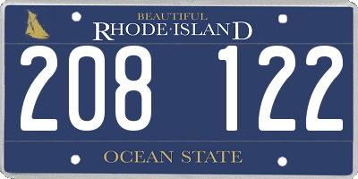 RI license plate 208122