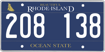 RI license plate 208138