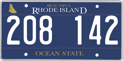 RI license plate 208142