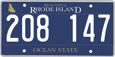 RI license plate 208147