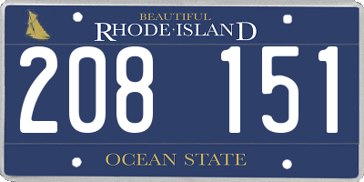 RI license plate 208151
