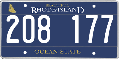 RI license plate 208177