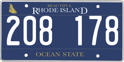 RI license plate 208178