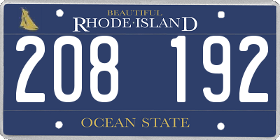 RI license plate 208192