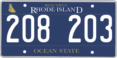 RI license plate 208203
