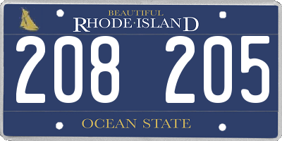RI license plate 208205