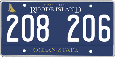 RI license plate 208206