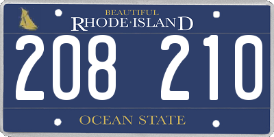 RI license plate 208210