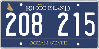 RI license plate 208215