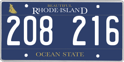 RI license plate 208216