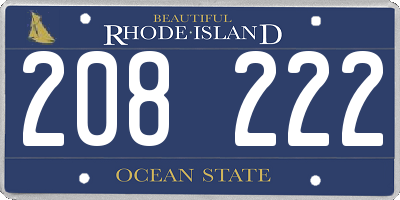 RI license plate 208222