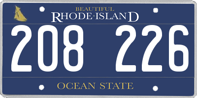 RI license plate 208226