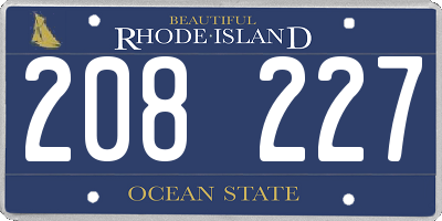 RI license plate 208227