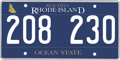 RI license plate 208230