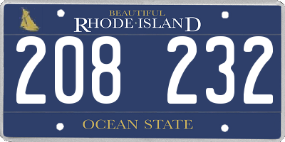 RI license plate 208232