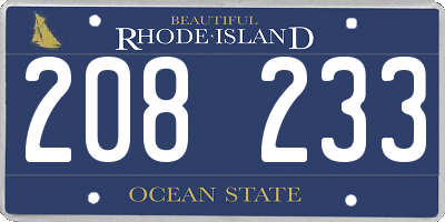 RI license plate 208233