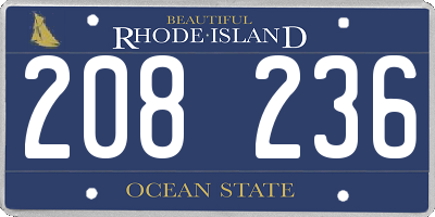 RI license plate 208236