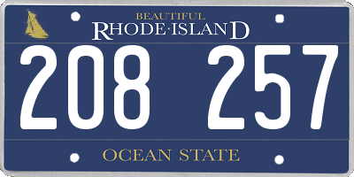 RI license plate 208257
