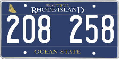 RI license plate 208258
