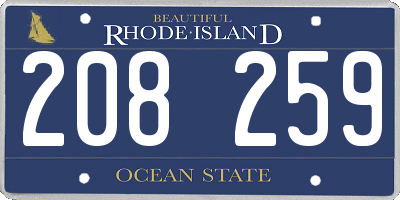 RI license plate 208259