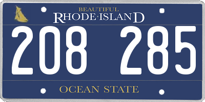 RI license plate 208285