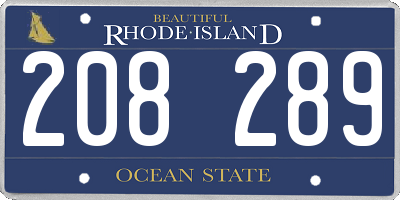 RI license plate 208289