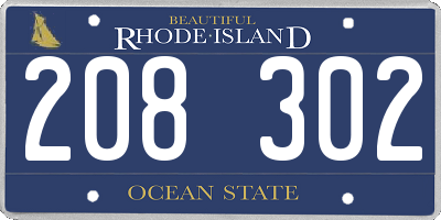 RI license plate 208302