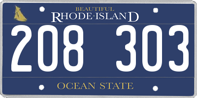 RI license plate 208303