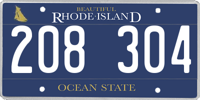 RI license plate 208304
