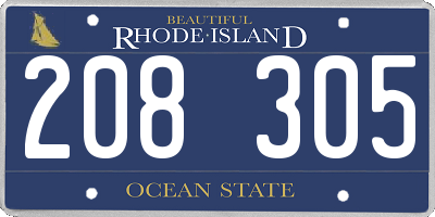 RI license plate 208305