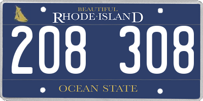 RI license plate 208308