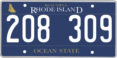 RI license plate 208309