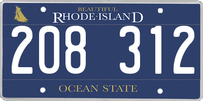 RI license plate 208312