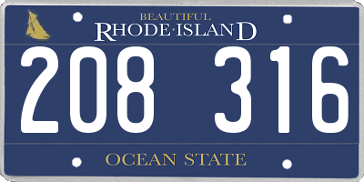 RI license plate 208316