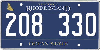 RI license plate 208330