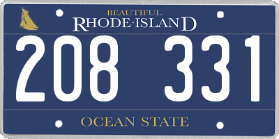 RI license plate 208331