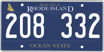 RI license plate 208332