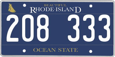 RI license plate 208333