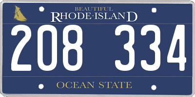 RI license plate 208334